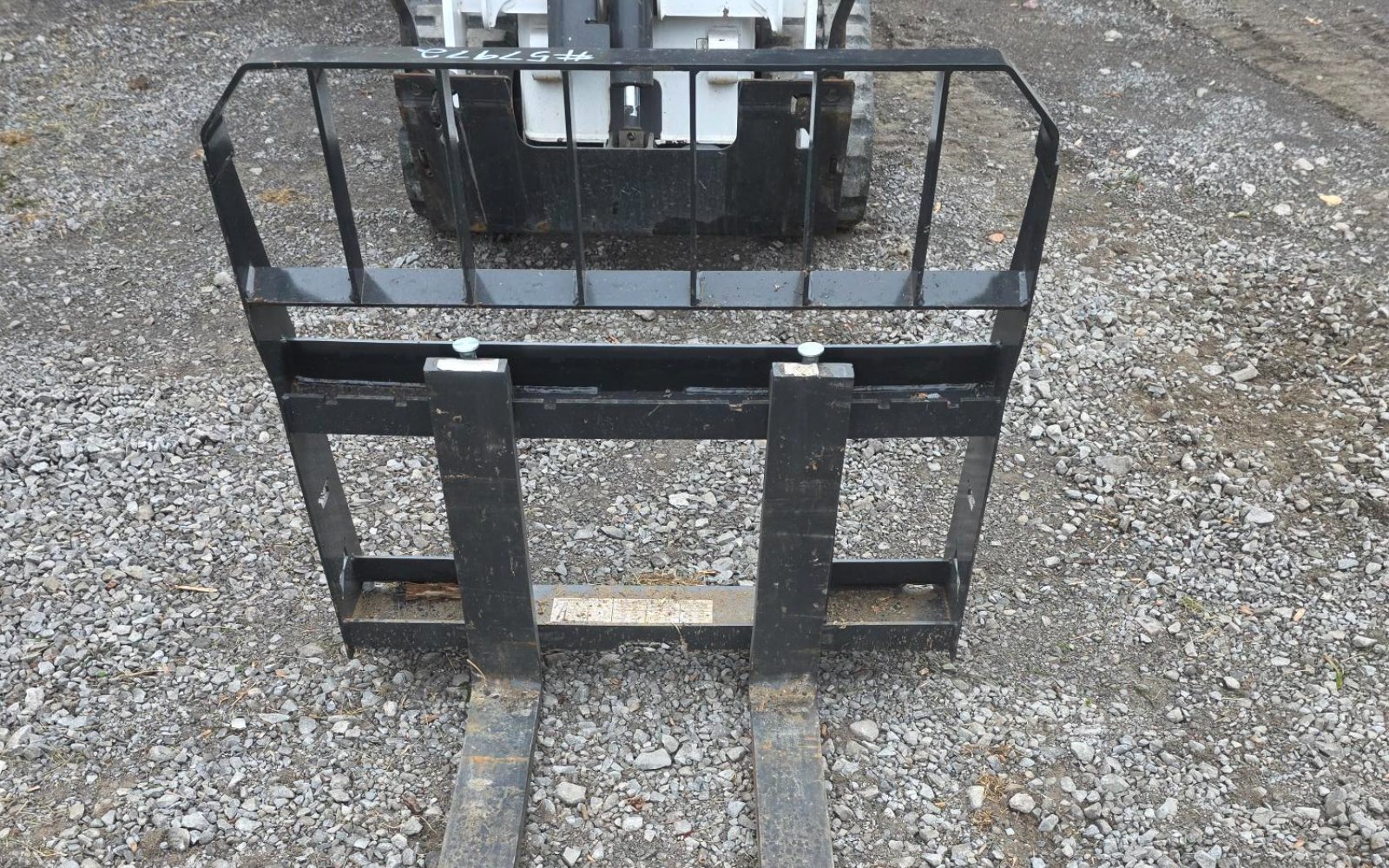 Pallet forks attachment for the Bobcat MT100 at Lakeside Trailer Rental in Webster, NY