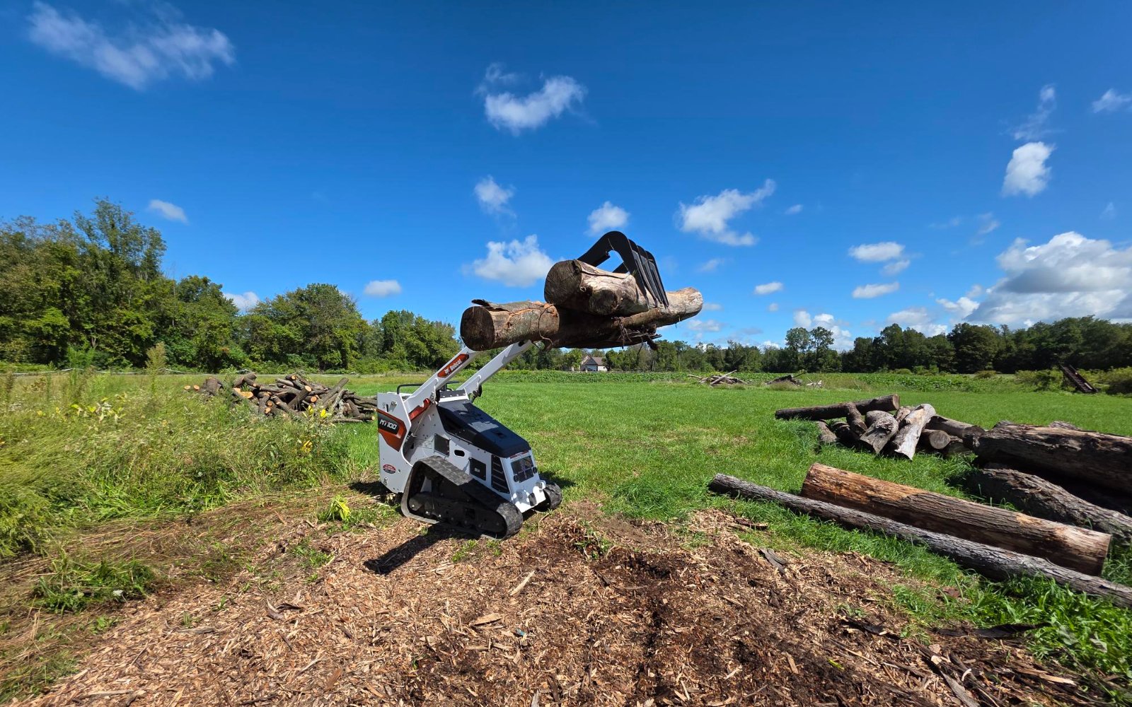 Log grapple attachment for the Bobcat MT100, rental in Webster, NY