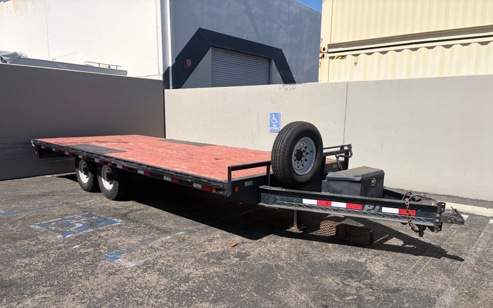 20ft deck over trailer with pull out ramps at OC Trailer Rental in Anaheim, CA